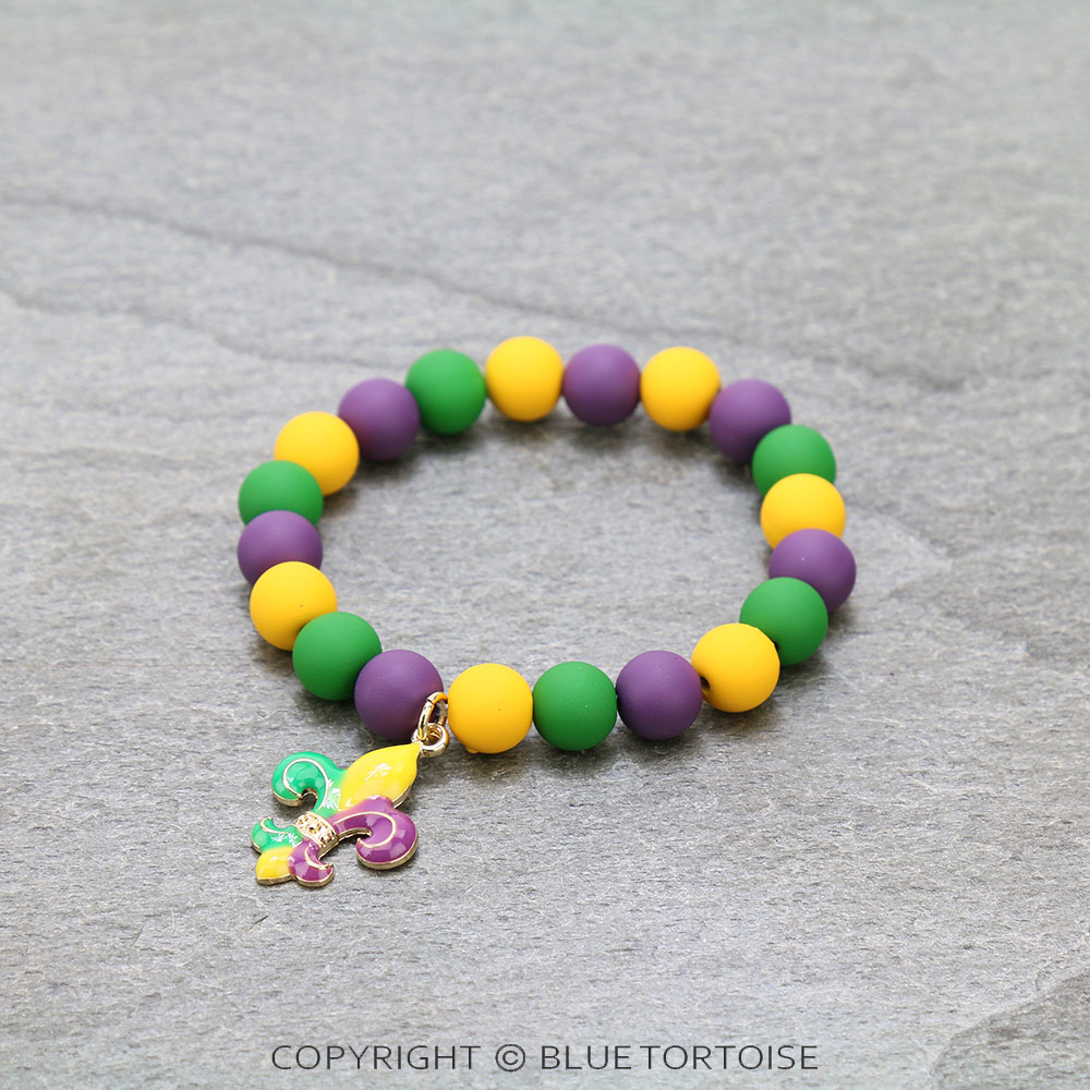 Fleur De Lis Mardi Gras Stretch Bracelet