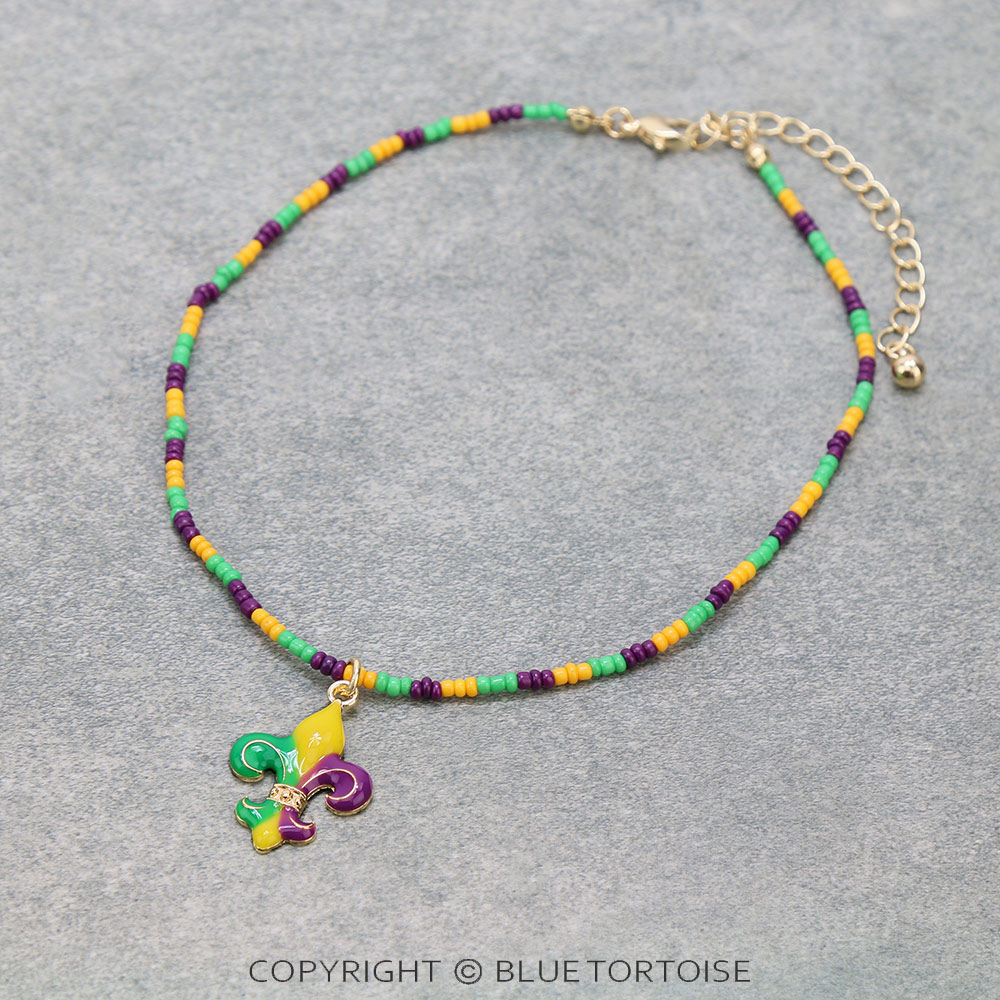 Mardi Gras Fleur De Lis Pendant Necklace