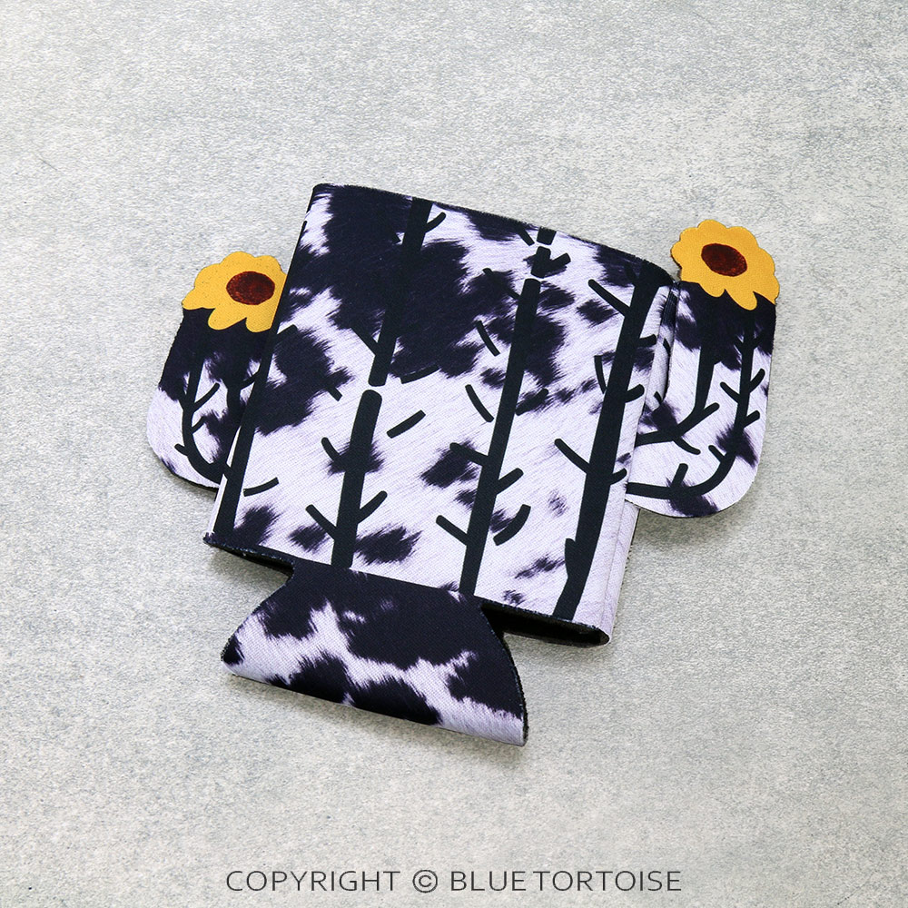 Natural Black Fur Cactus Drink Sleeve/Cooler