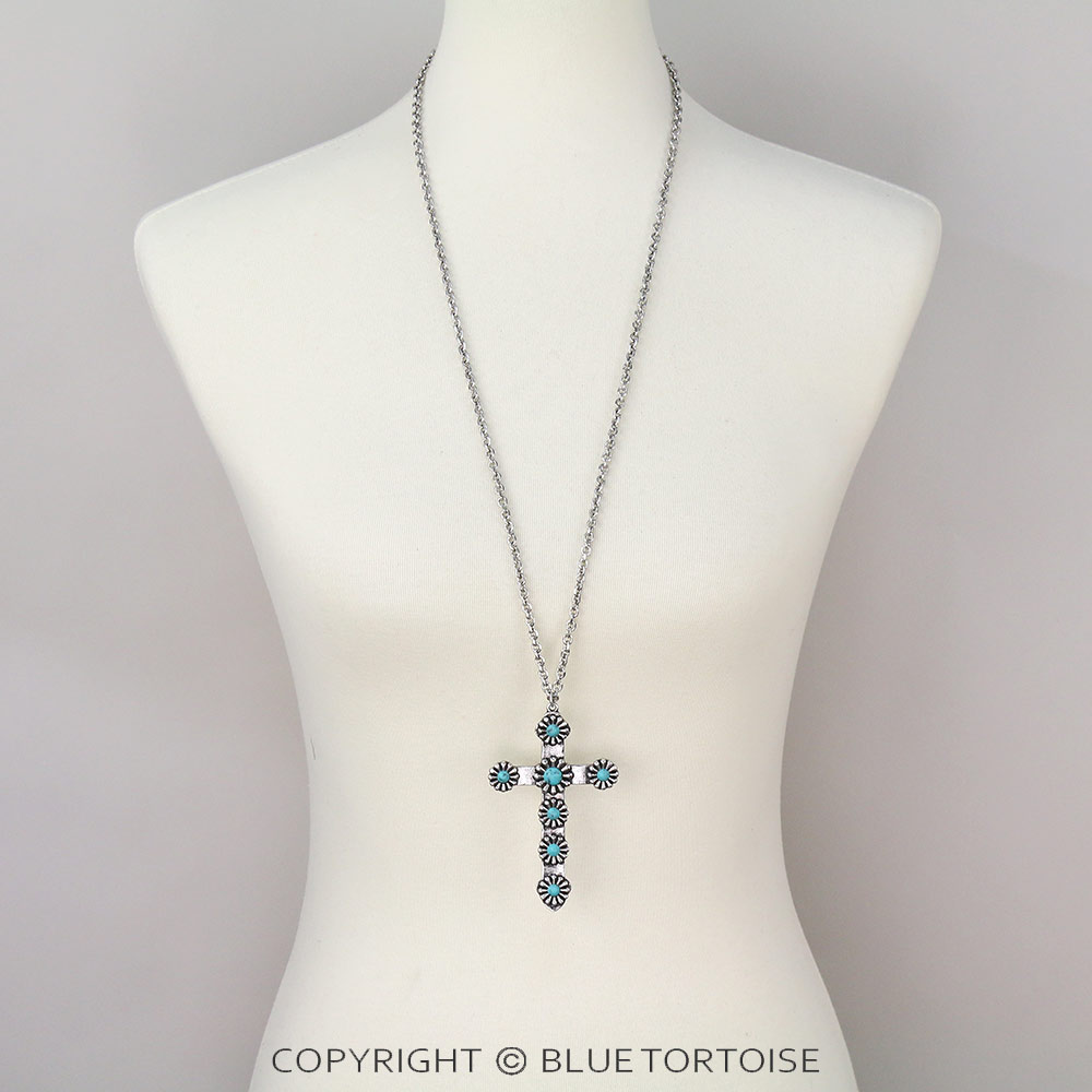 Cross Pendant Long Necklace - Image 2