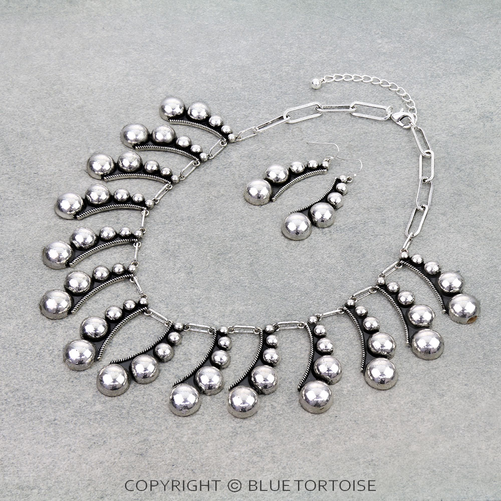 Western Bubble Ball Statement Necklace Set