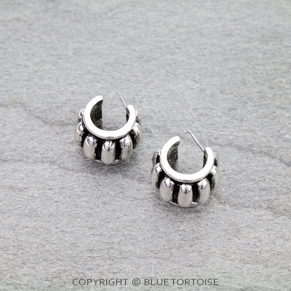 Western Oval Bubble Hoop Earrings