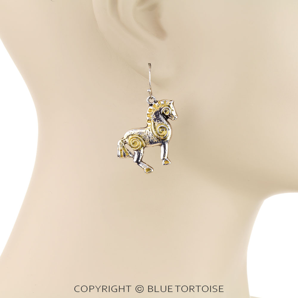 Western Swirl Horse Dangle Earrings - Image 2