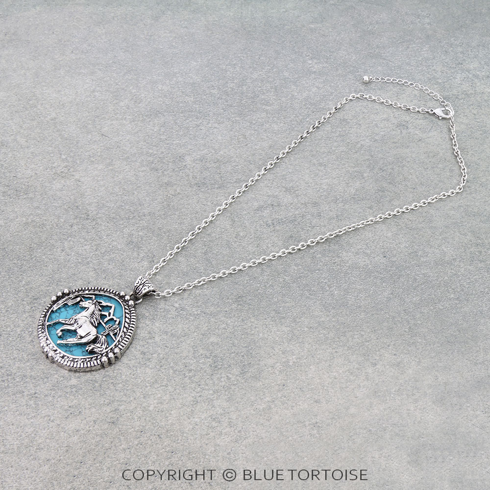 Western Horse Cutout Round Necklace