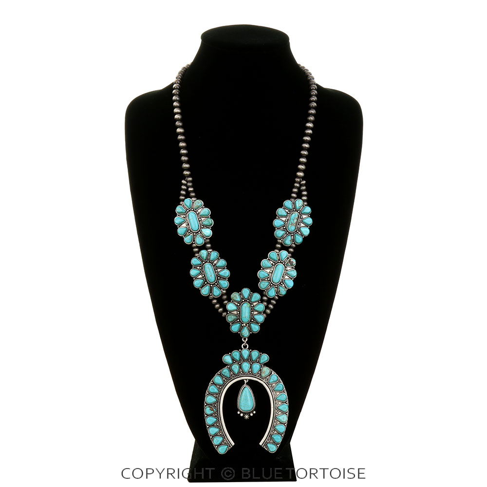 Monster size Full Squash Blossom Natural Stone Necklace - Image 2