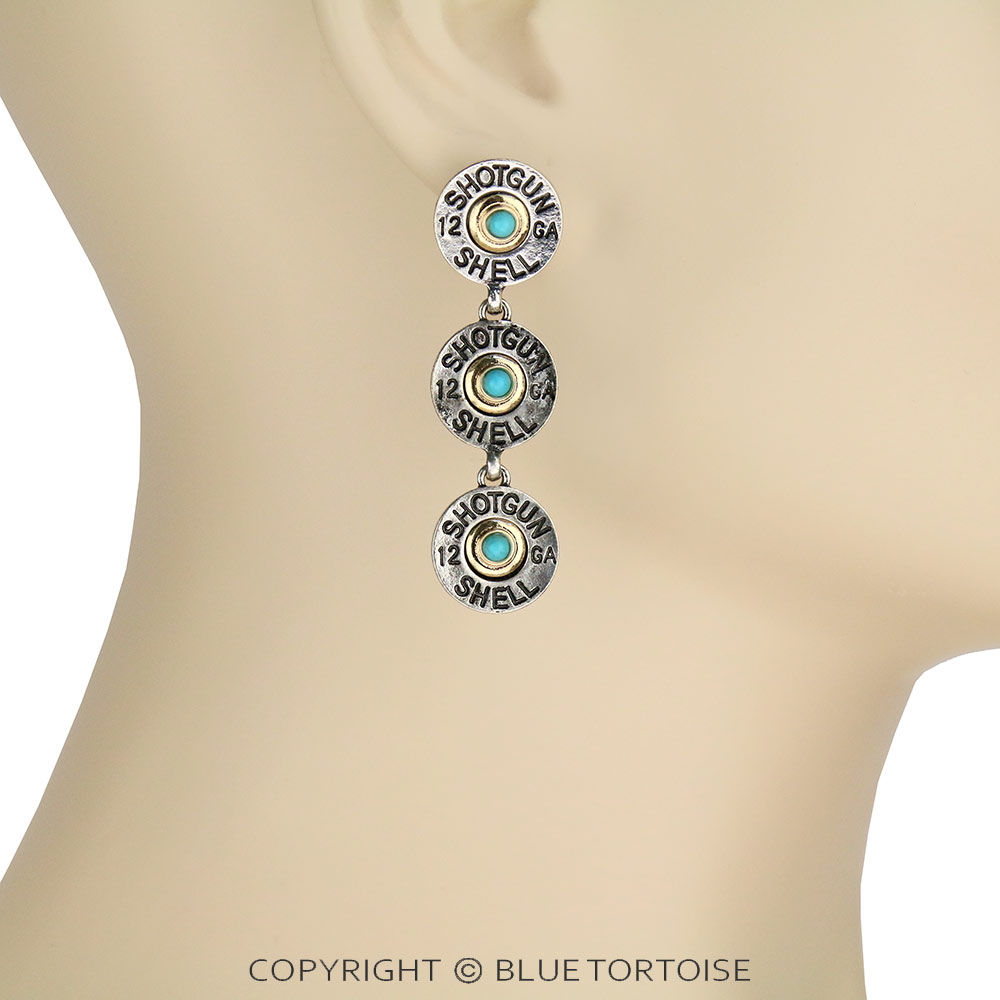 Triple Concho Drop Stud Earrings - Image 2