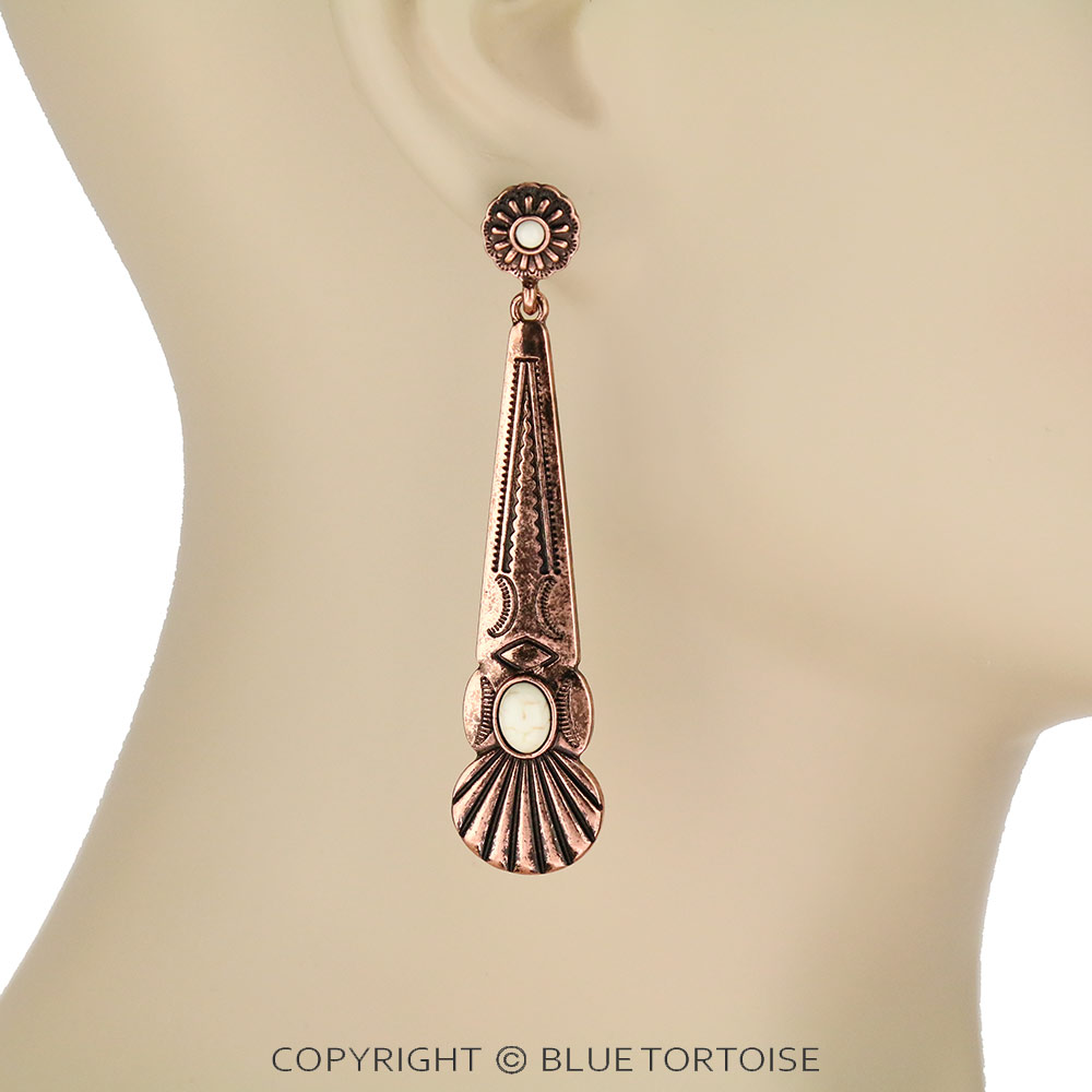 Western Concho Long Stud Earrings - Image 2