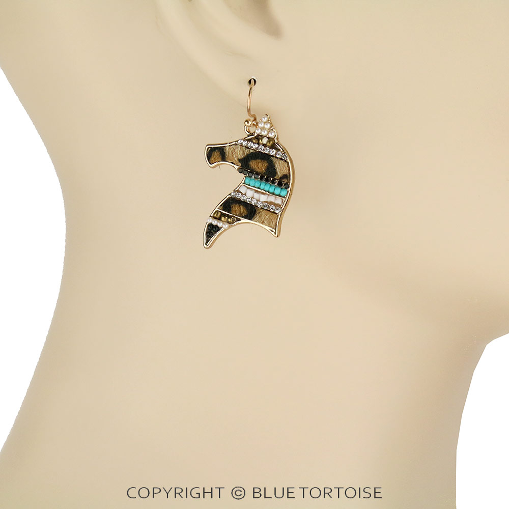Western Leather Horse Dangle Earrings - Image 2
