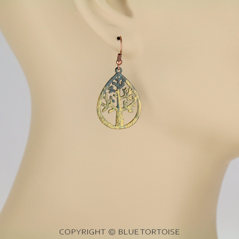 Tree of Life Teardrop Dangle Earrings - Image 2