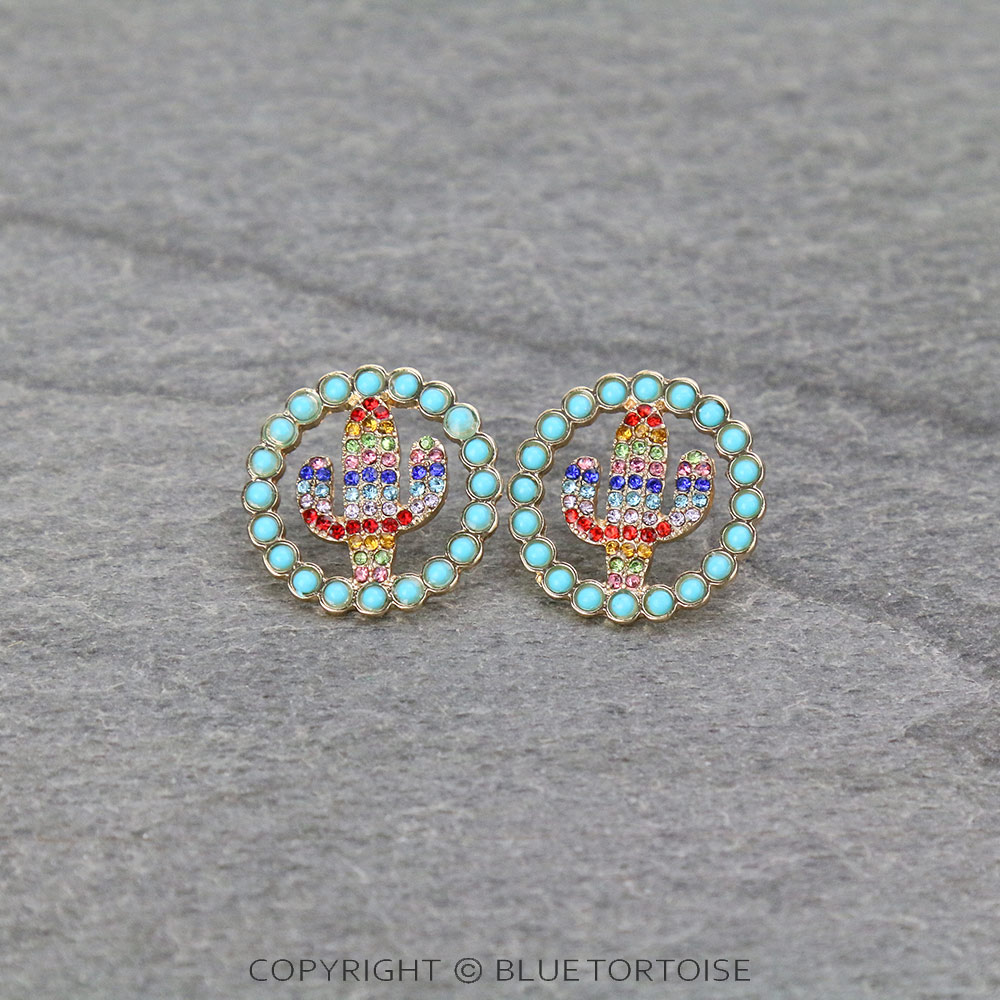 Cactus Stone Stud Earrings