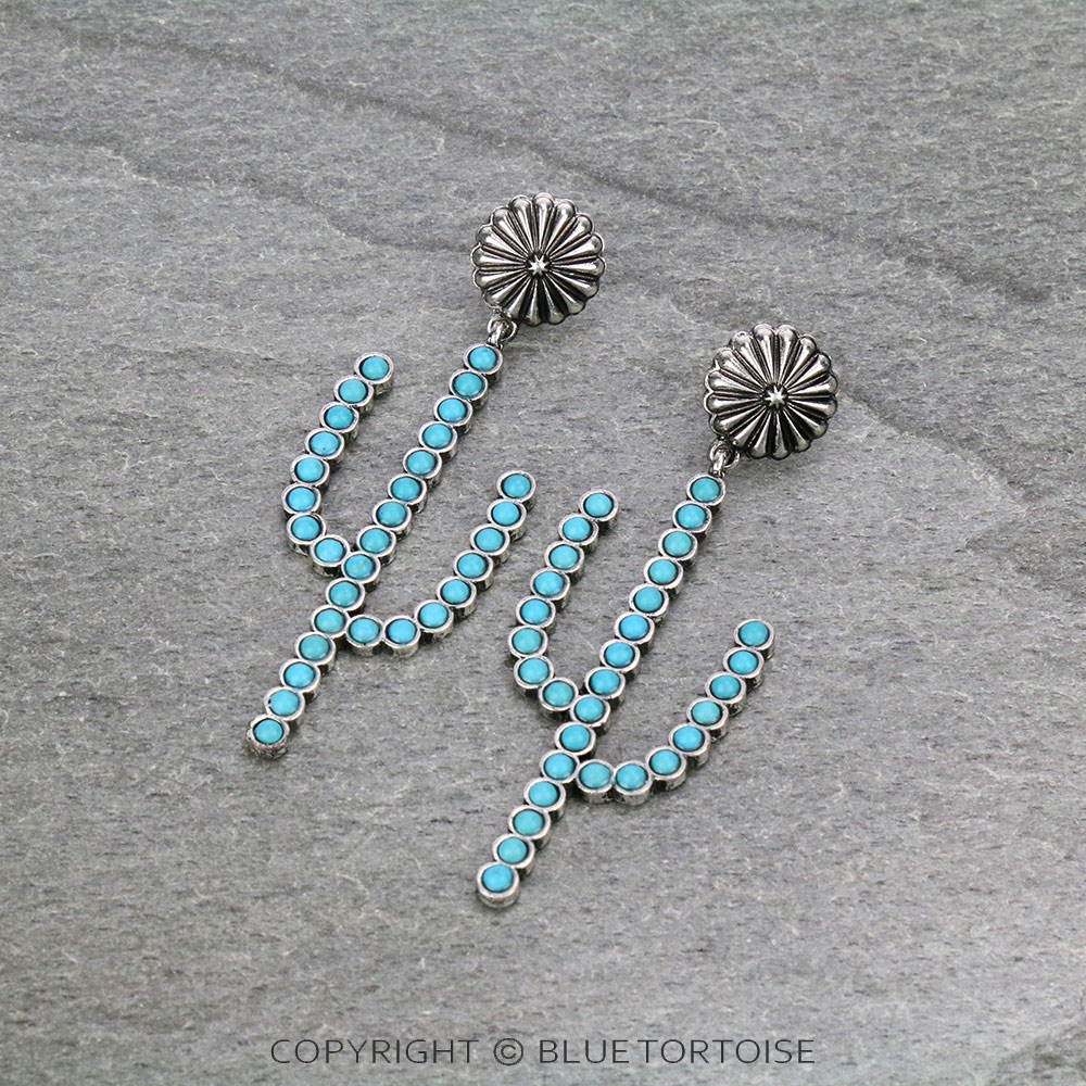 Western Cactus Stone Stud Earrings