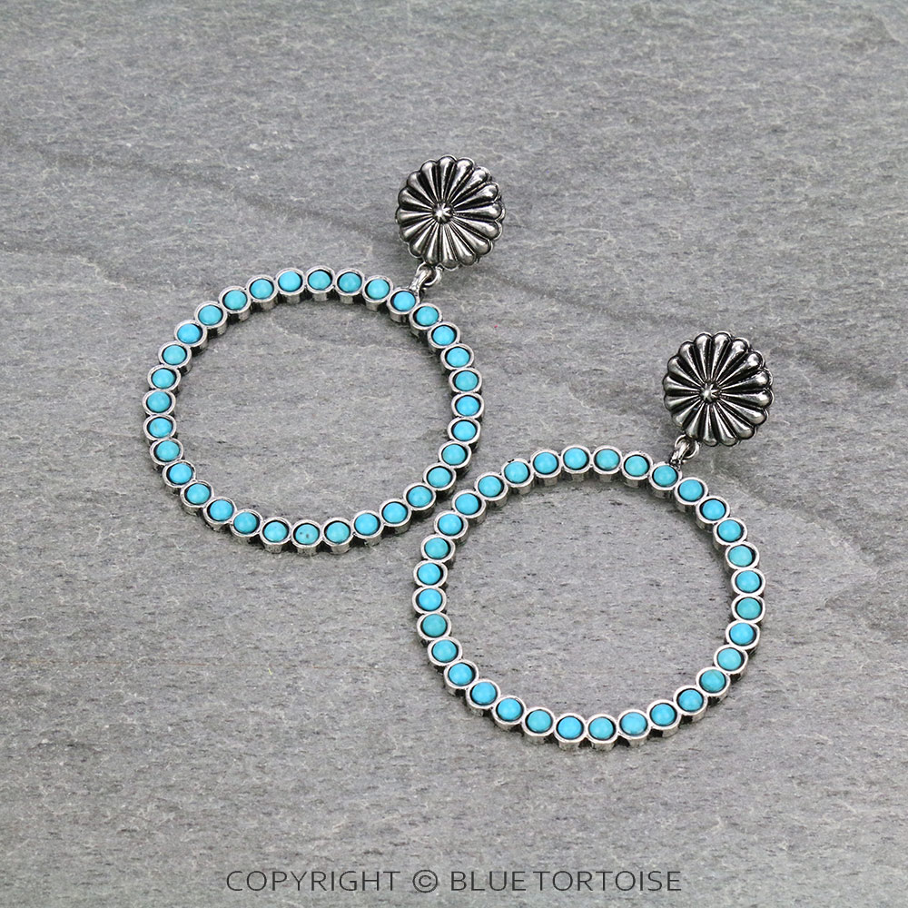 Western Round Stone Stud Earrings