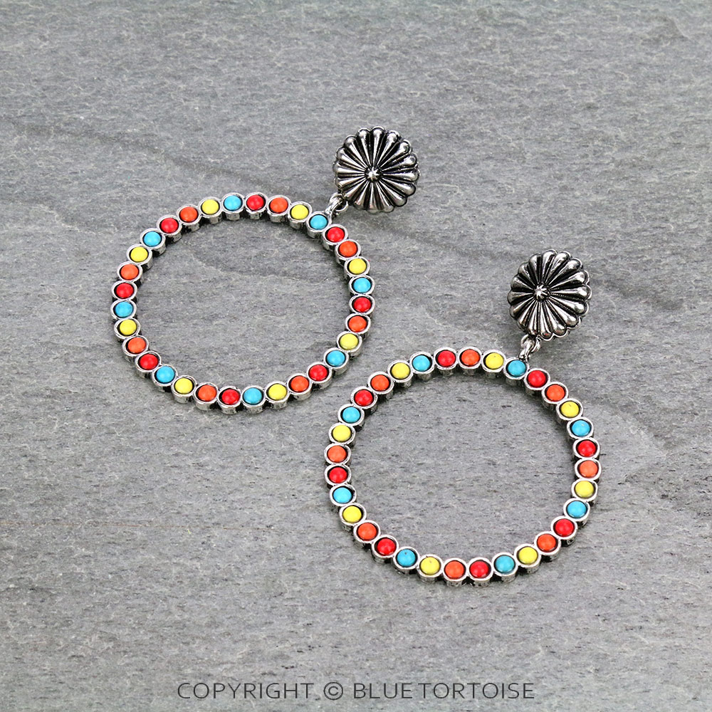 Western Round Stone Stud Earrings