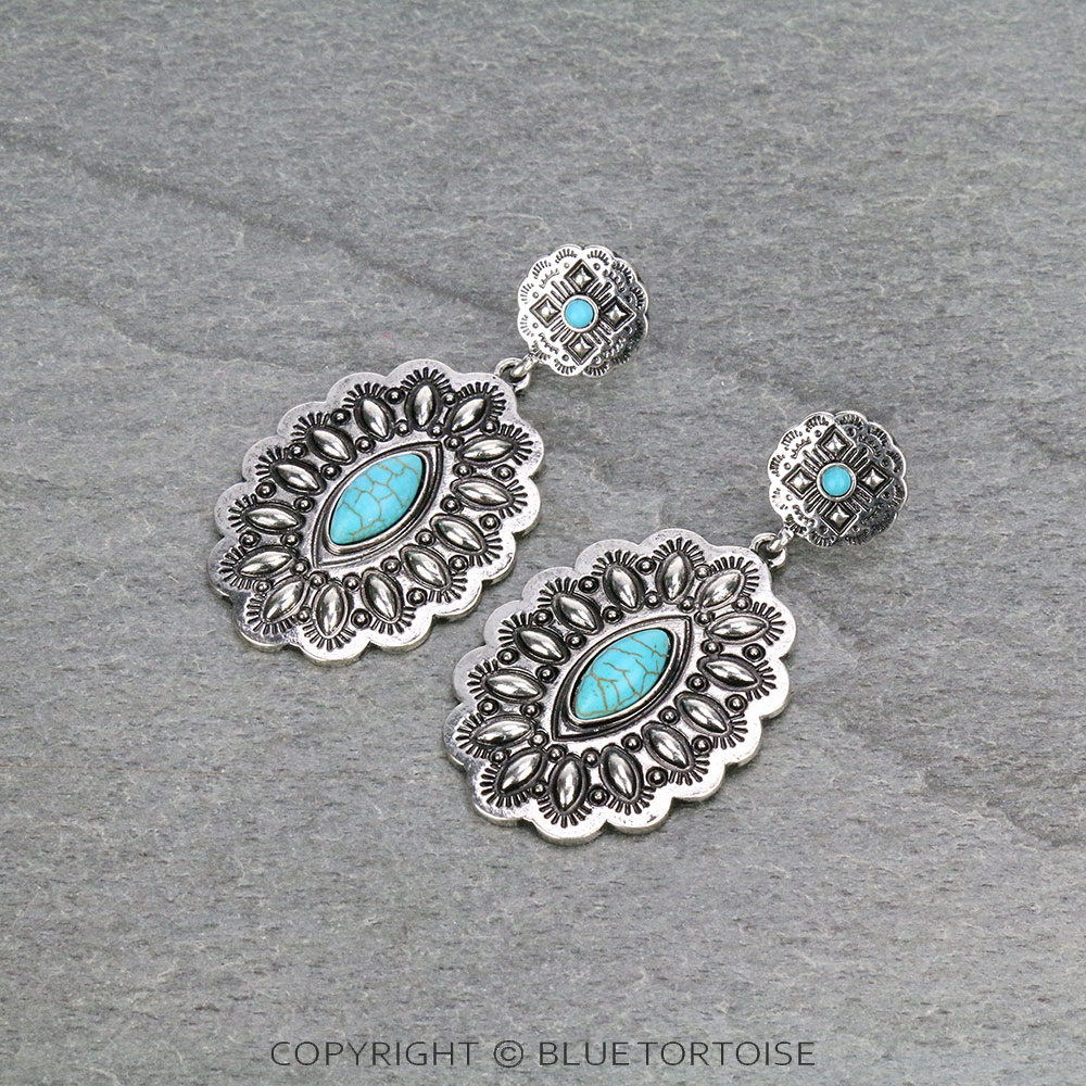 Western Chunky Concho Stud Earrings