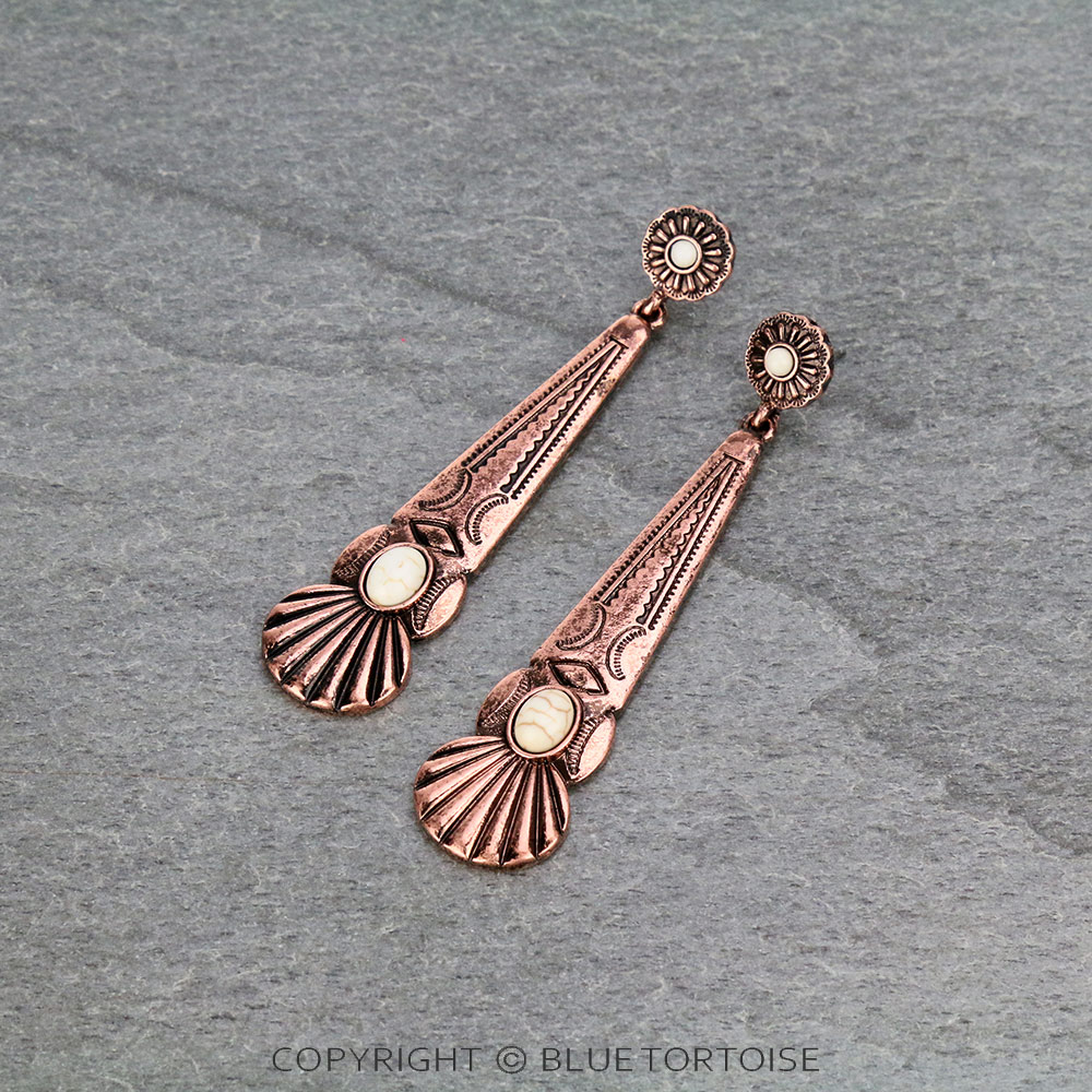 Western Concho Long Stud Earrings