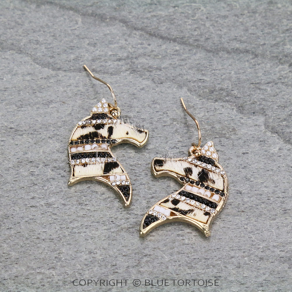 Genuine Leather Horse Dangle Earrings
