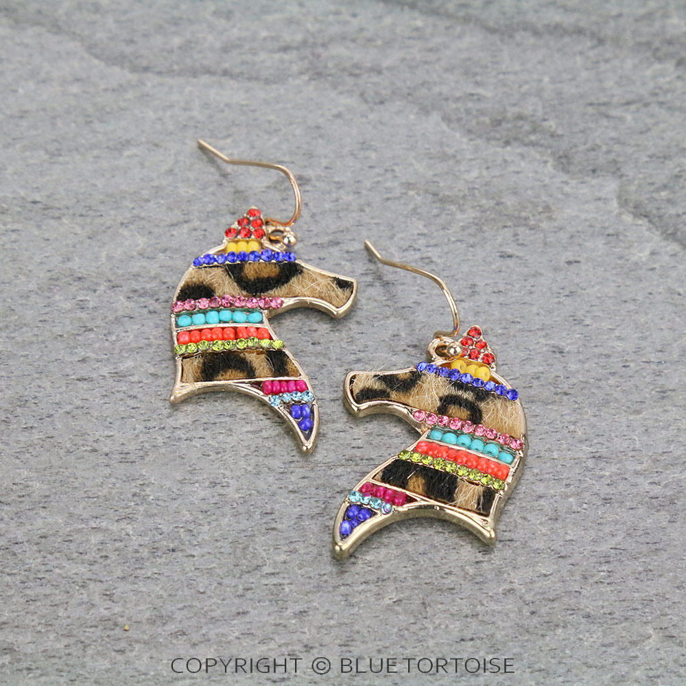 Western Leather Horse Dangle Earrings