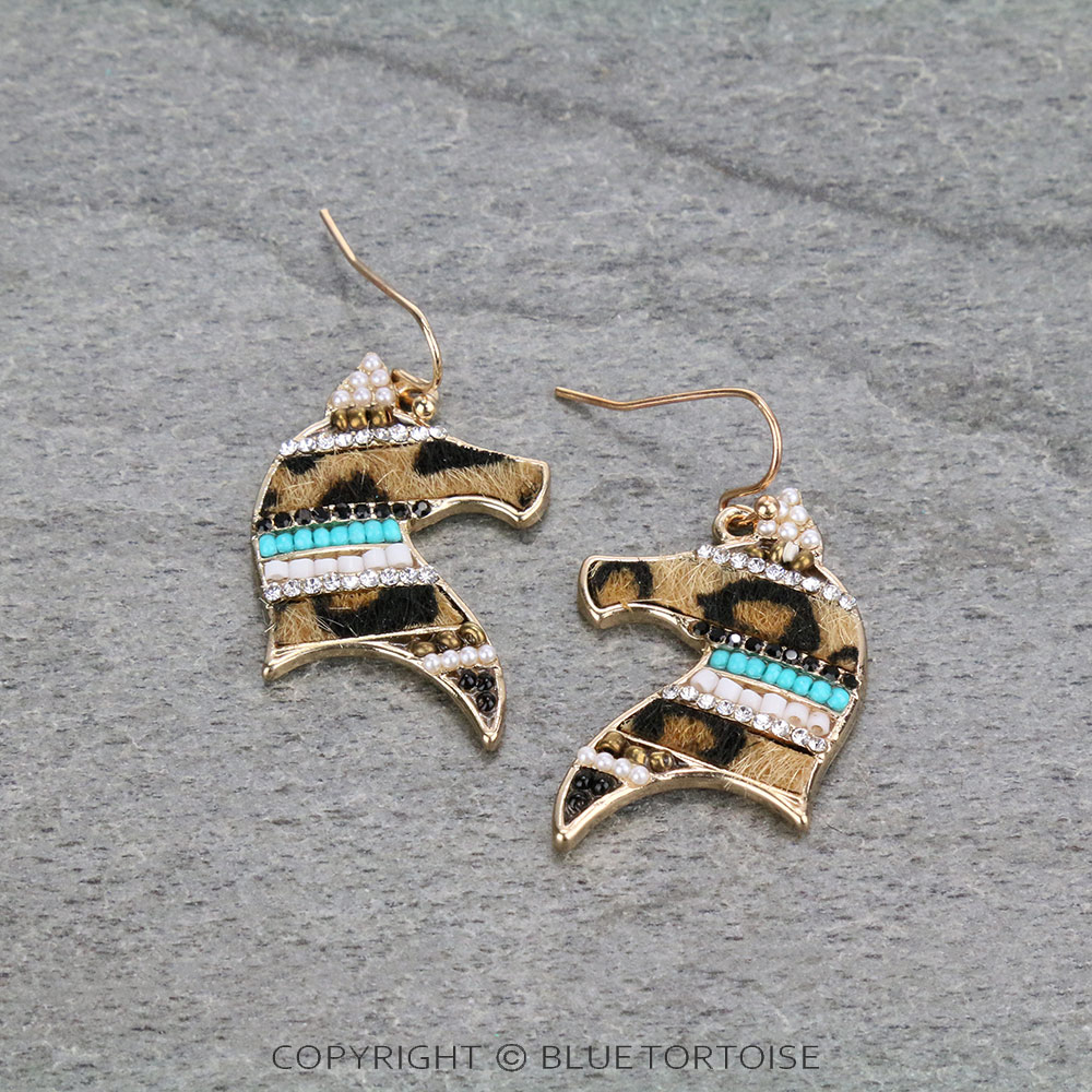 Western Leather Horse Dangle Earrings