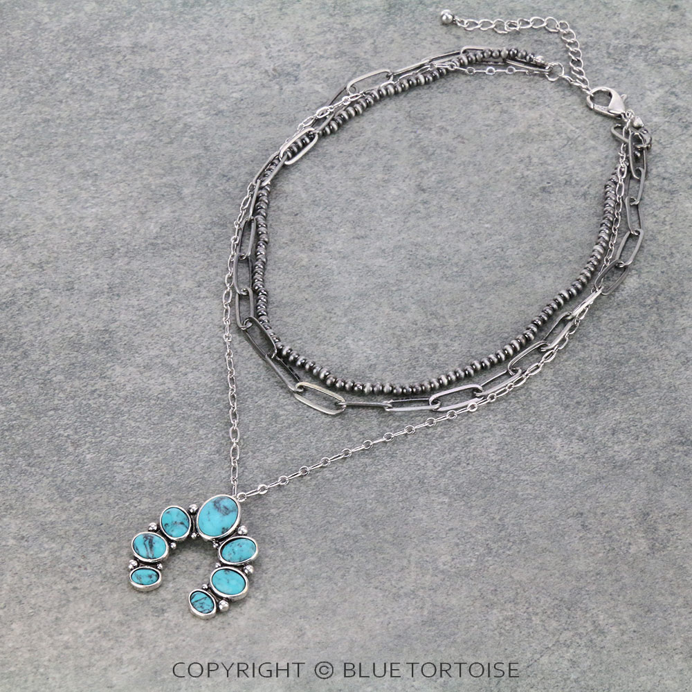 Multi Layered with Squash Blossom Pendant Necklace