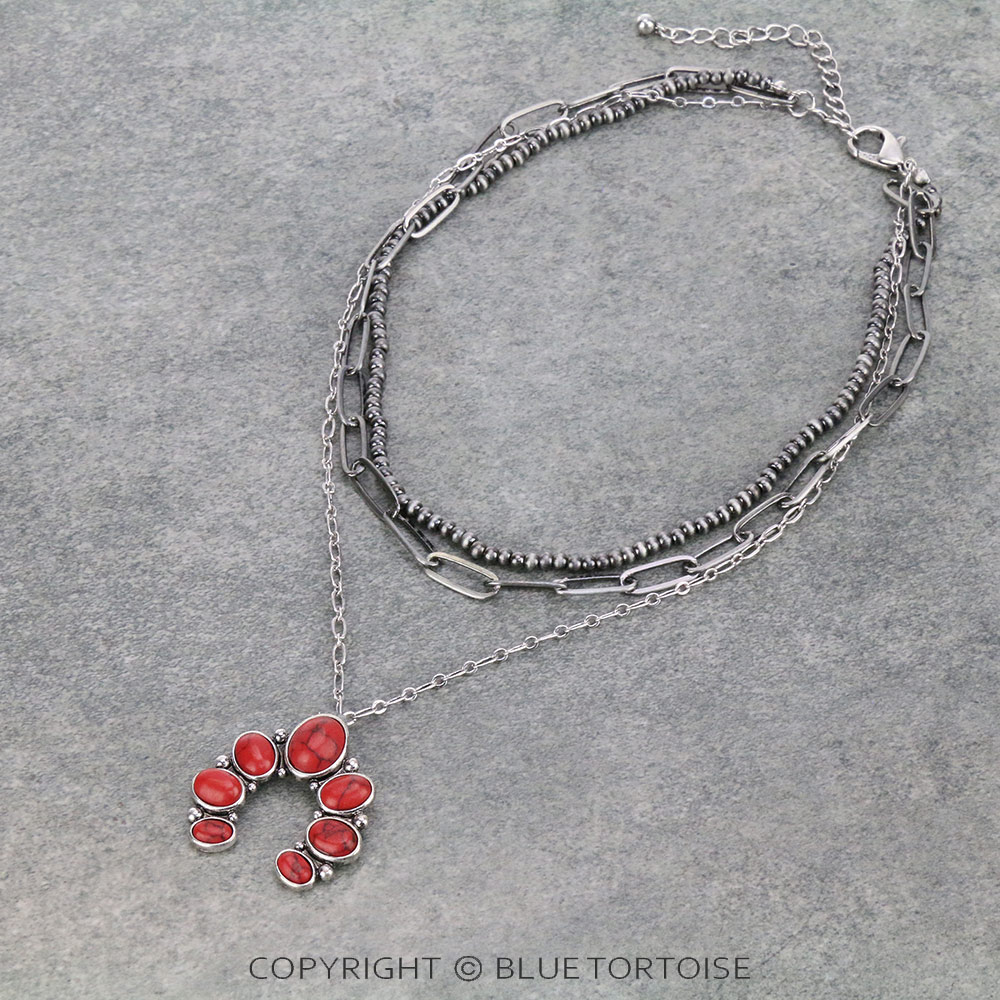 Multi Layered with Squash Blossom Pendant Necklace