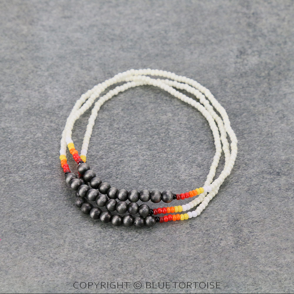 3 Row Aztec Seed Bead Stackable Bracelet