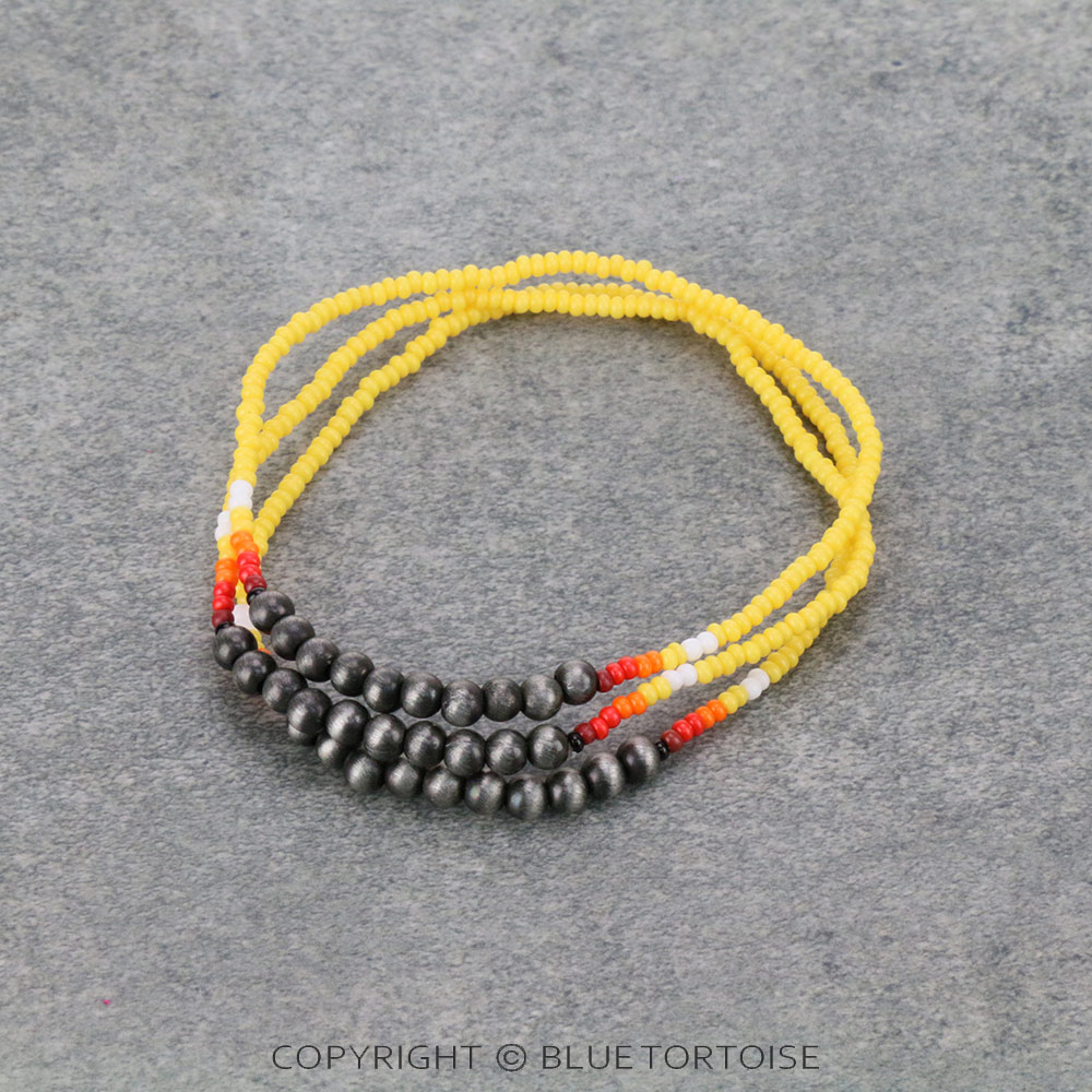 3 Row Aztec Seed Bead Stackable Bracelet