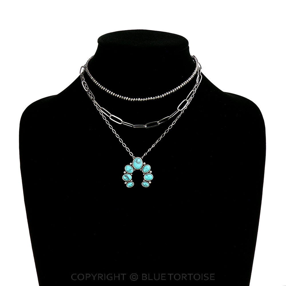 Multi Layered with Squash Blossom Pendant Necklace - Image 2