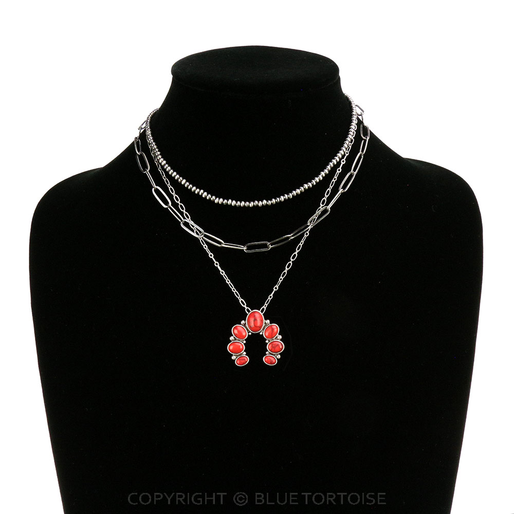 Multi Layered with Squash Blossom Pendant Necklace - Image 2