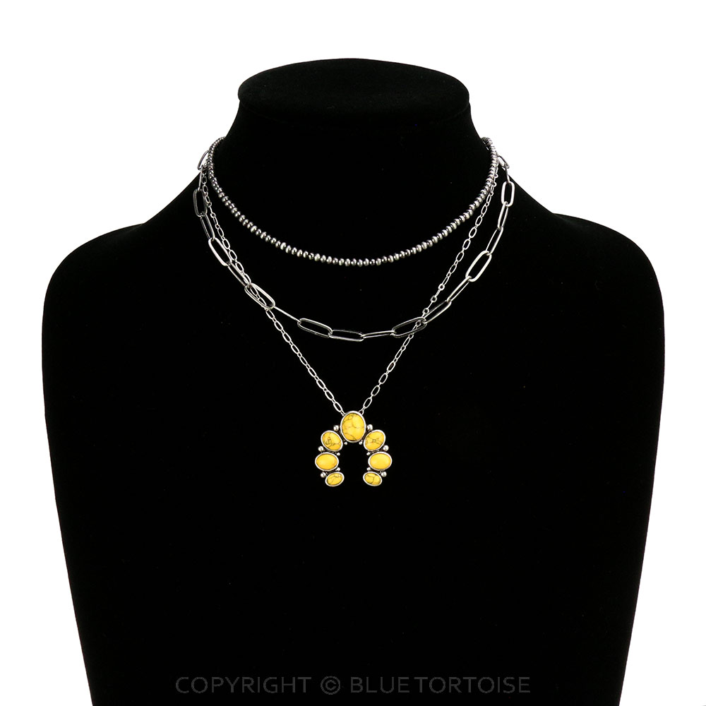 Multi Layered with Squash Blossom Pendant Necklace - Image 2