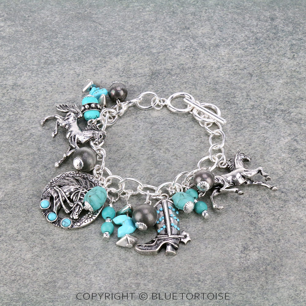Western Rodeo Charms Toggle Bracelet