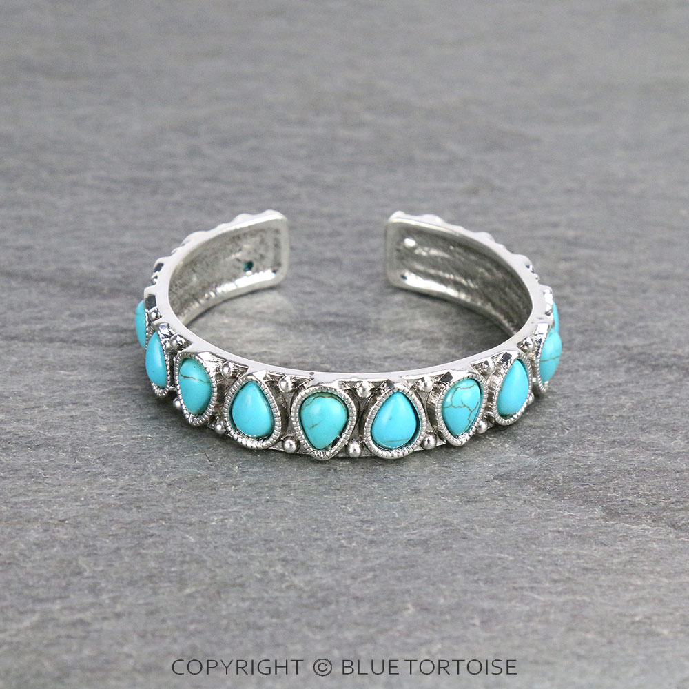 Western Teardrop Stone Cuff Bracelet