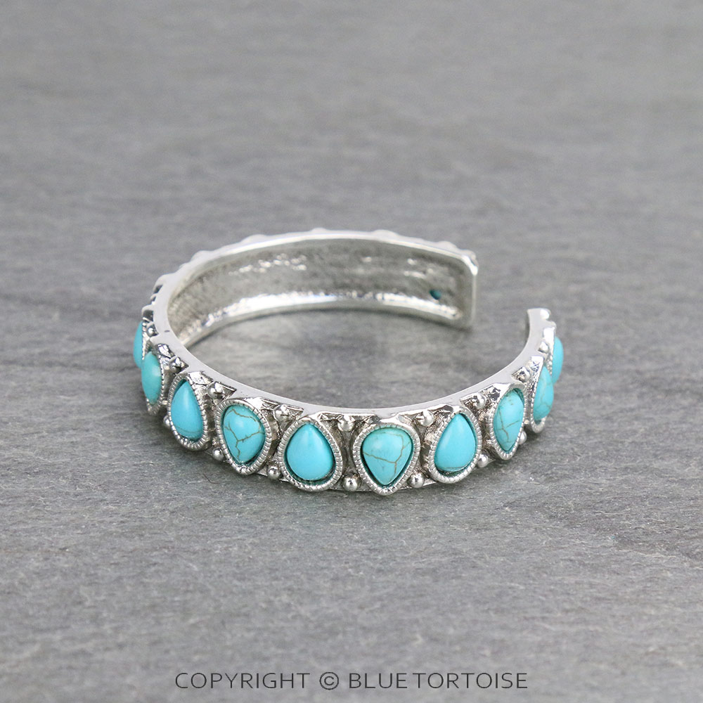 Western Teardrop Stone Cuff Bracelet - Image 2