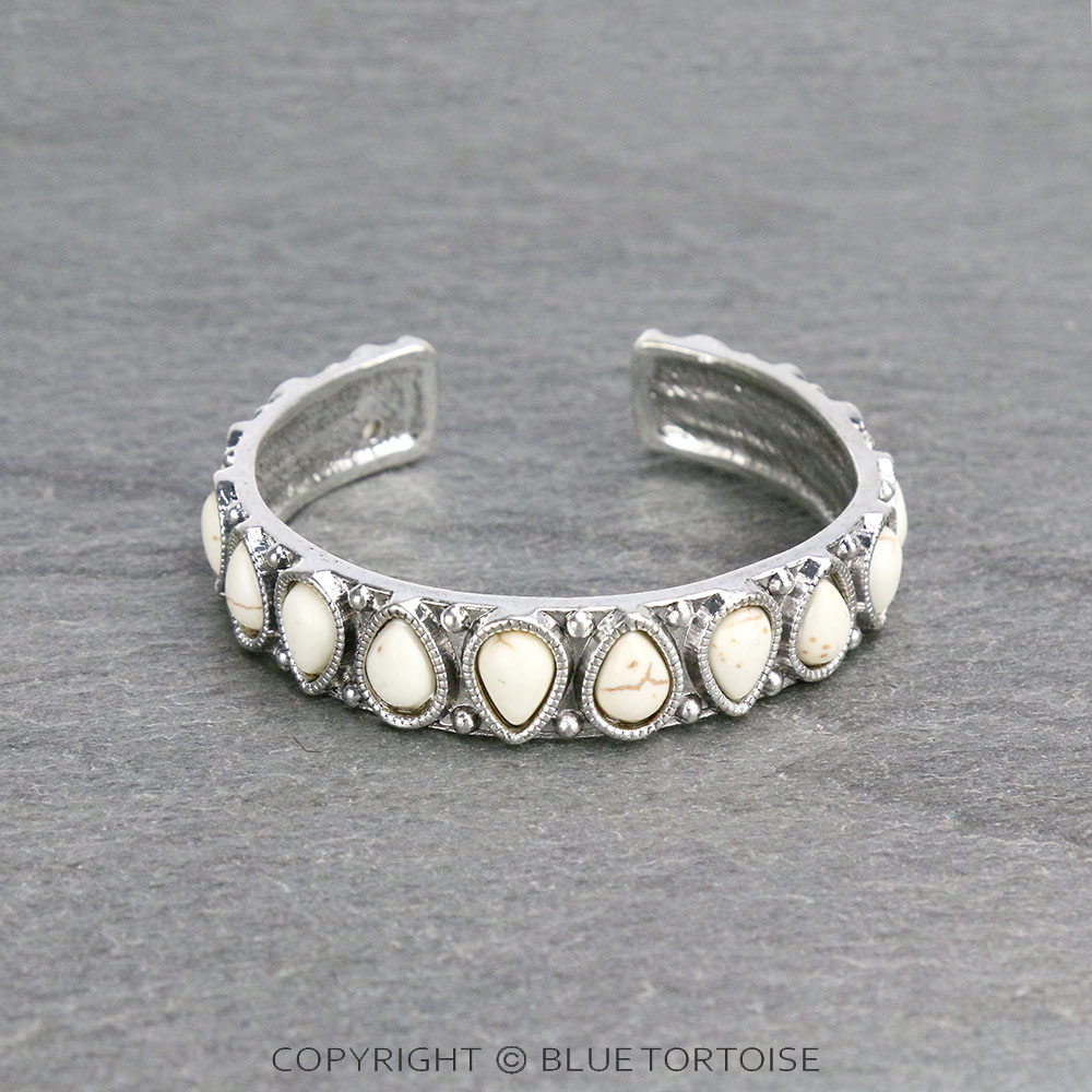 Western Teardrop Stone Cuff Bracelet