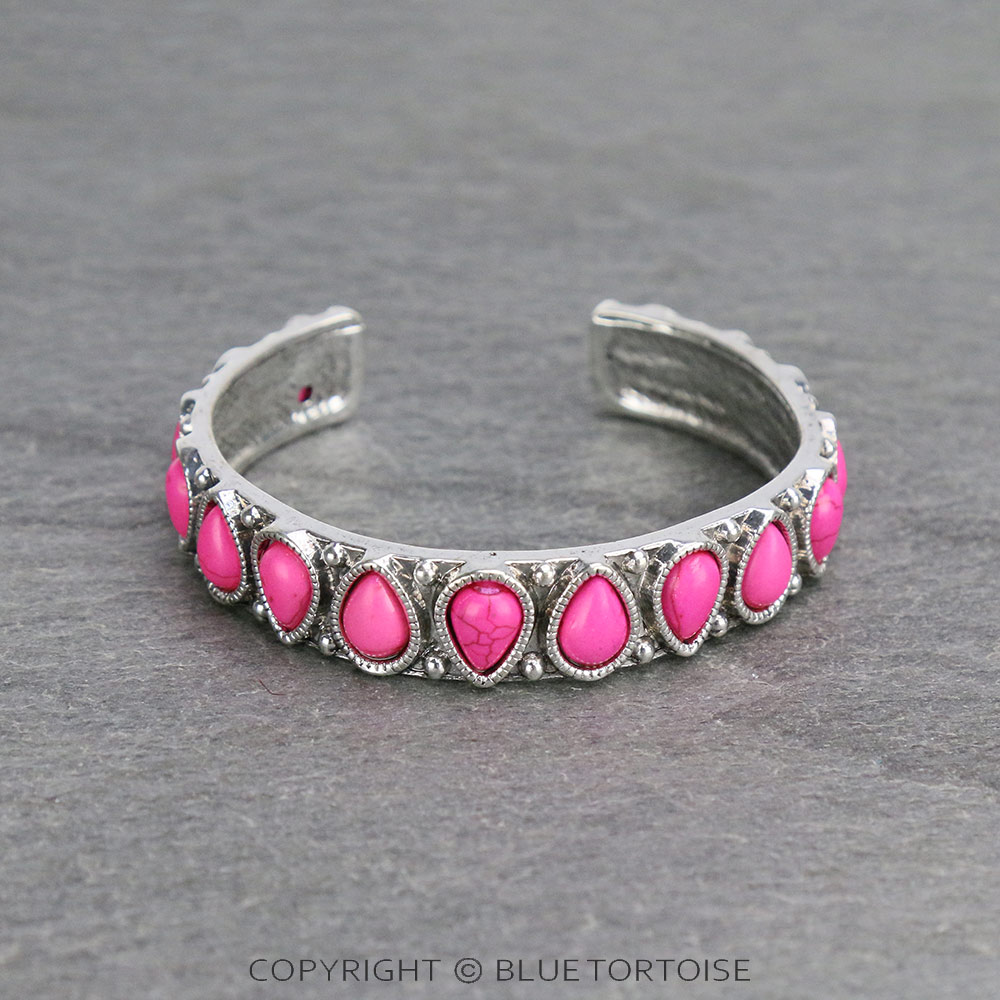 Western Teardrop Stone Cuff Bracelet