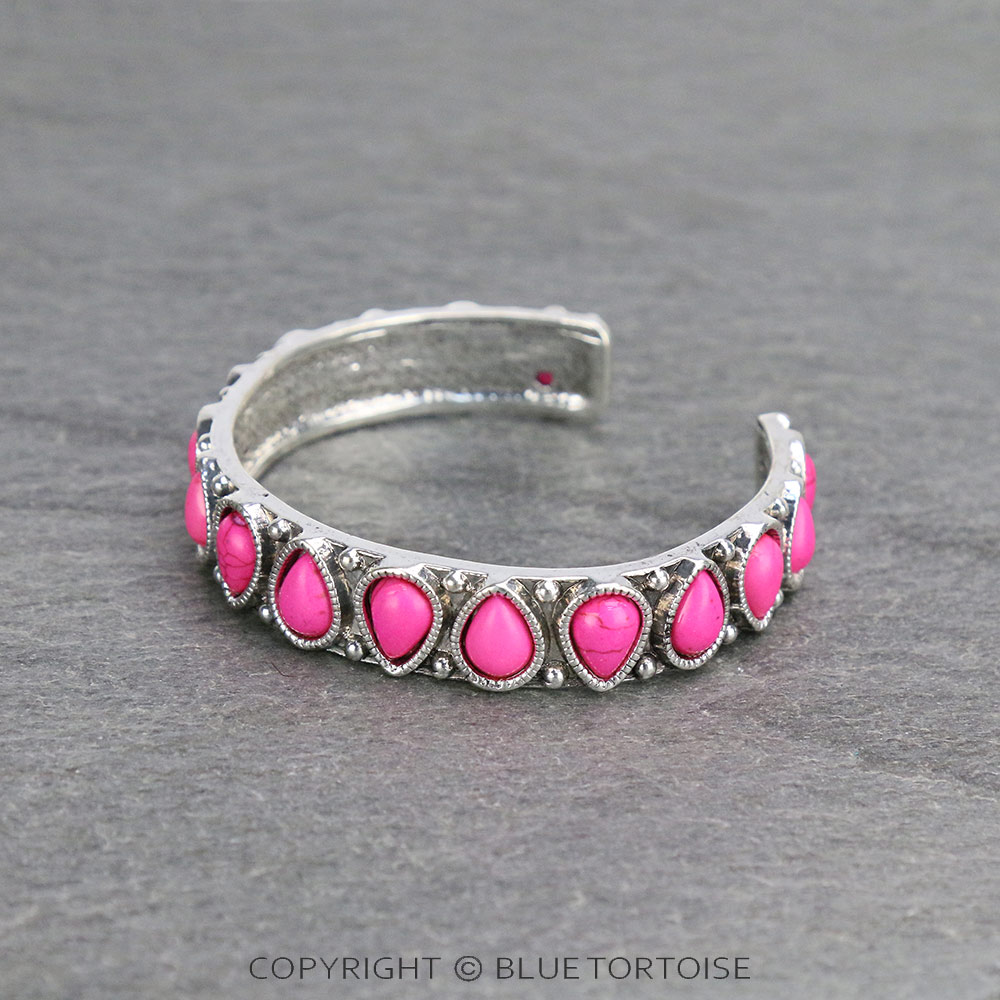 Western Teardrop Stone Cuff Bracelet - Image 2