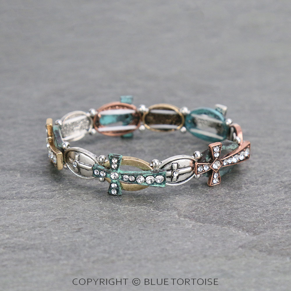 Metal Cross Stretch Bracelet