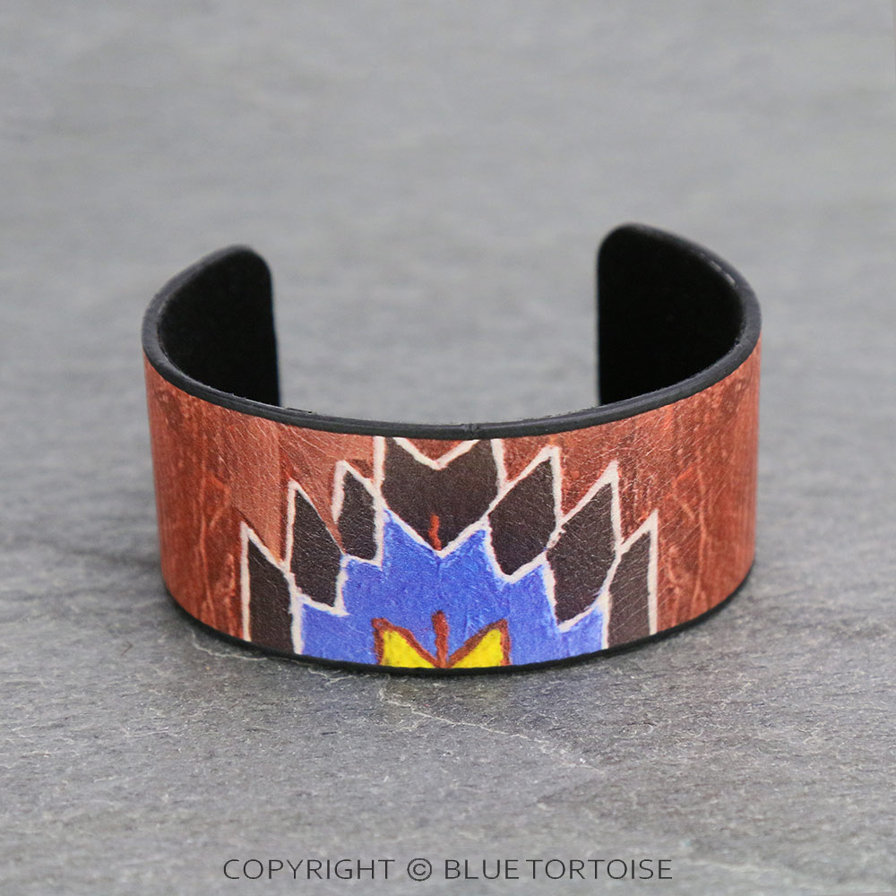 Aztec Printed Leather Cuff Bracelet