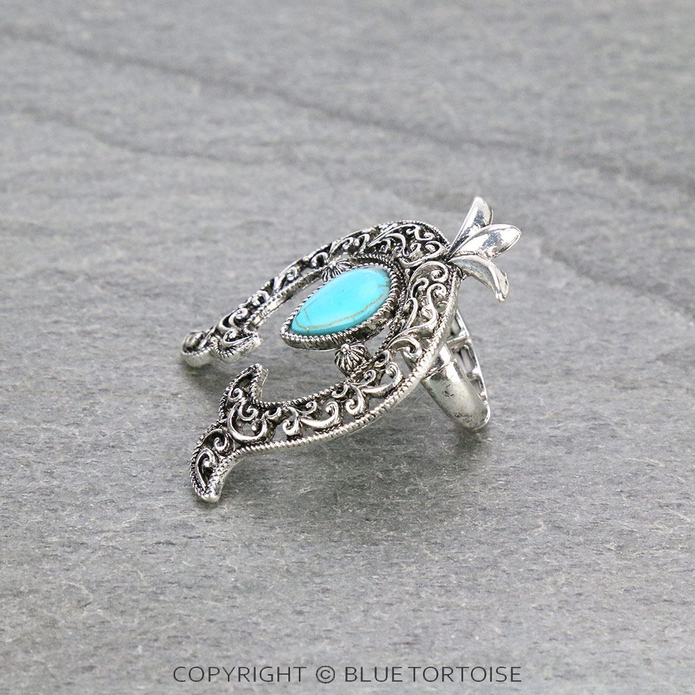 Western Squash Blossom Stone Stretch Ring - Image 2