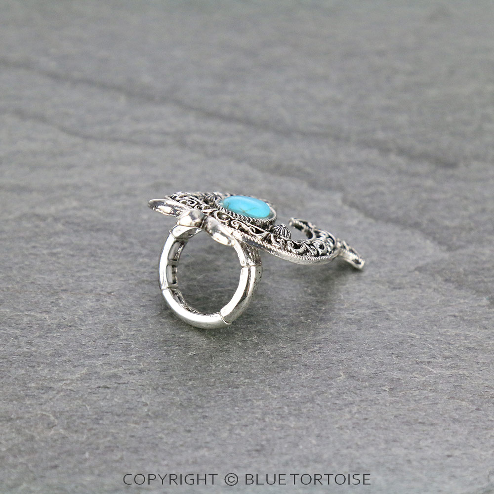 Western Squash Blossom Stone Stretch Ring - Image 3