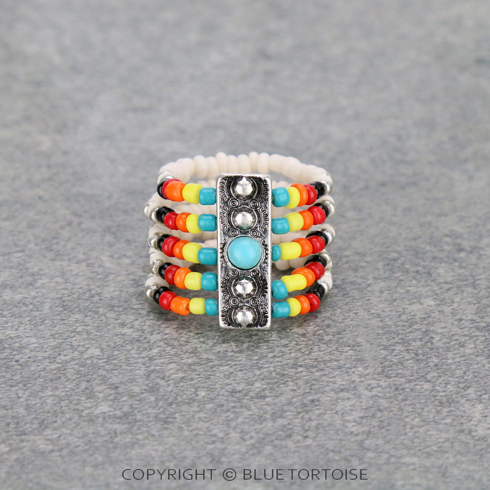 5 Layered Seed Bead Stretch Ring