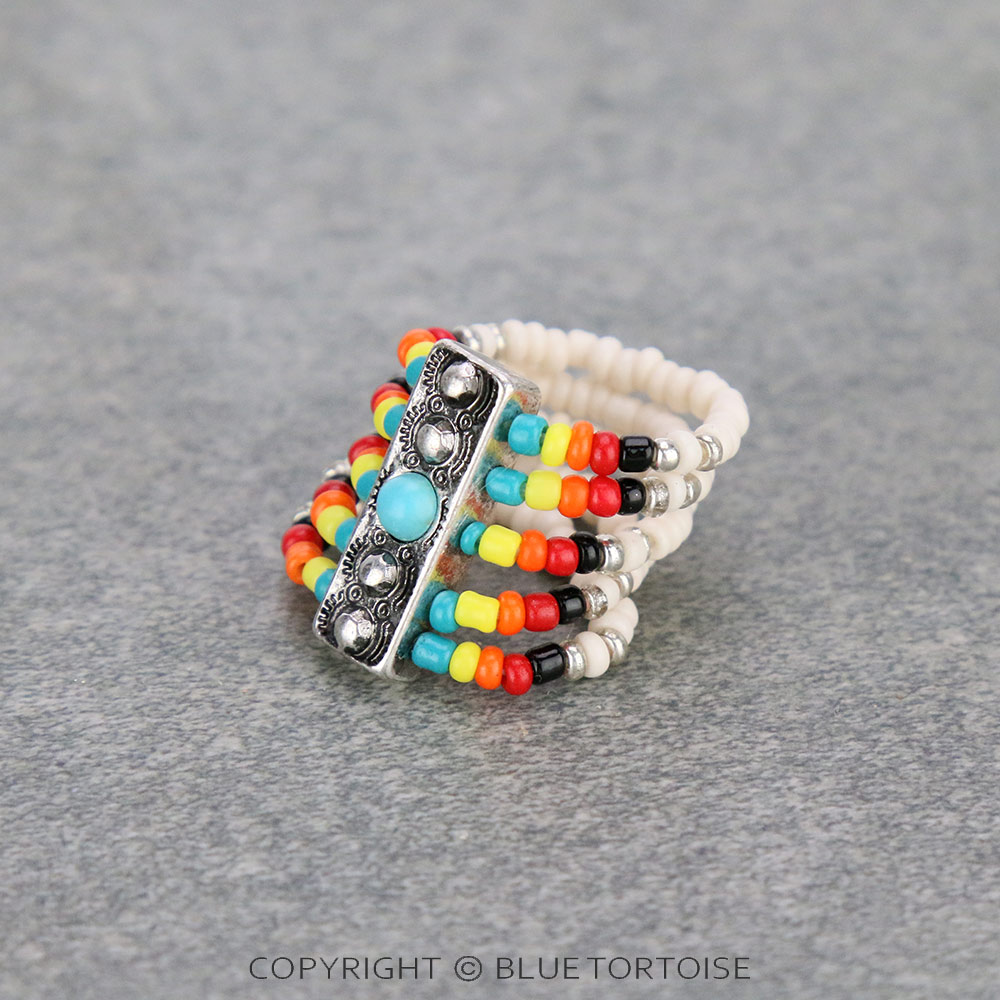 5 Layered Seed Bead Stretch Ring - Image 2