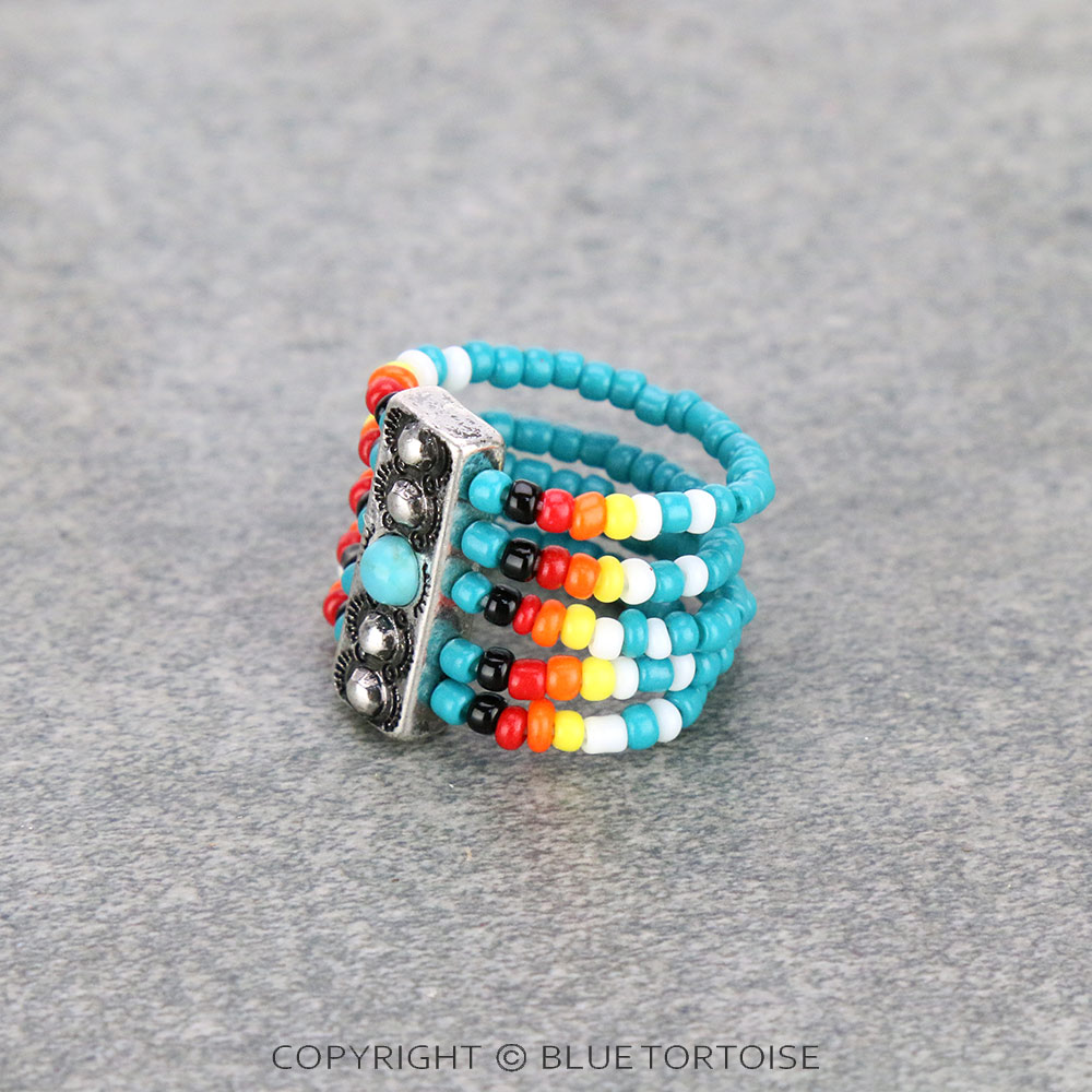 5 Layered Seed Bead Stretch Ring - Image 2