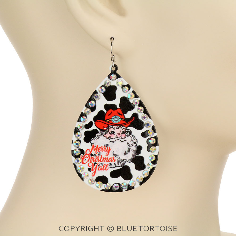Christmas Santa Teardrop Dangle Earrings - Image 2