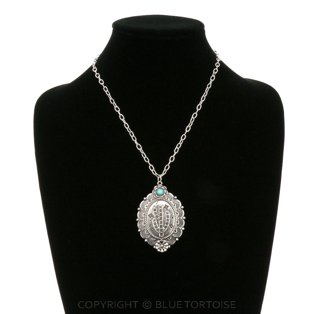 Western Cactus Pendant Chain Necklace - Image 2