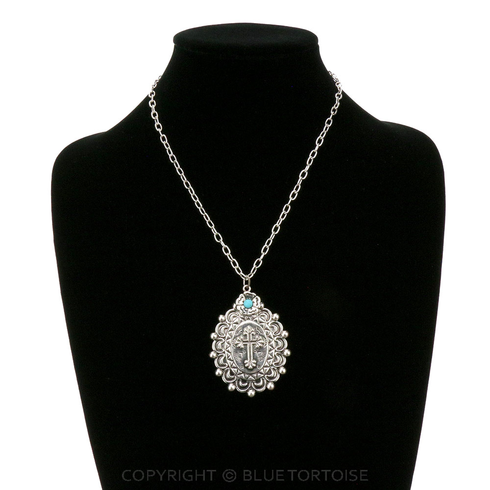 Western Cross Pendant Chain Necklace - Image 2