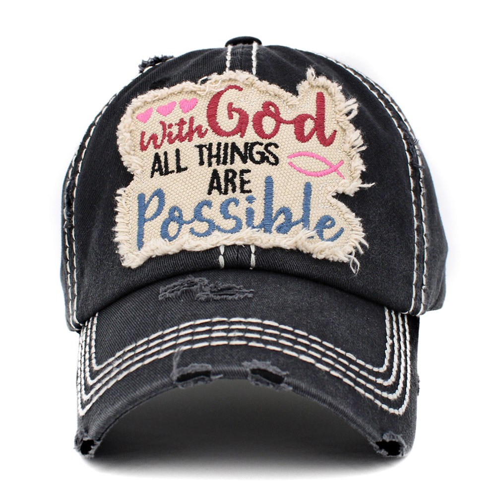 "With God All Things Are Possible" Washed Vintage Ballcap