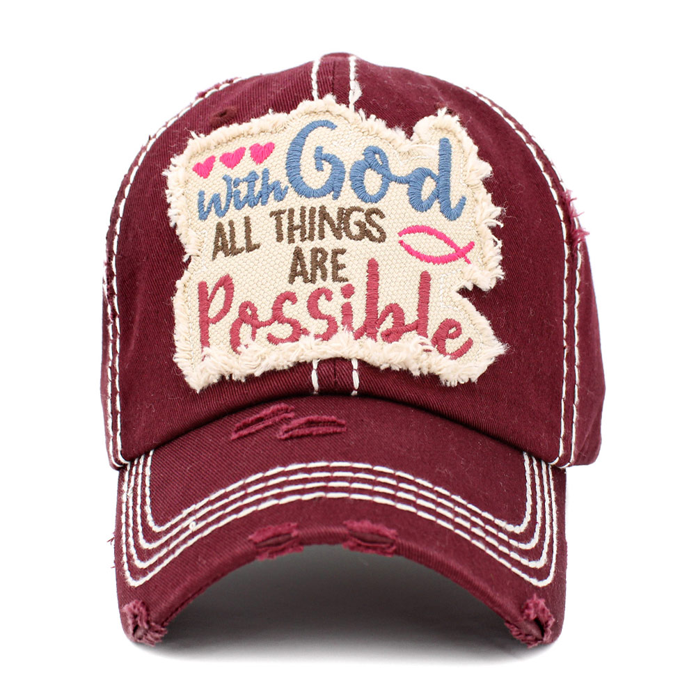 "With God All Things Are Possible" Washed Vintage Ballcap