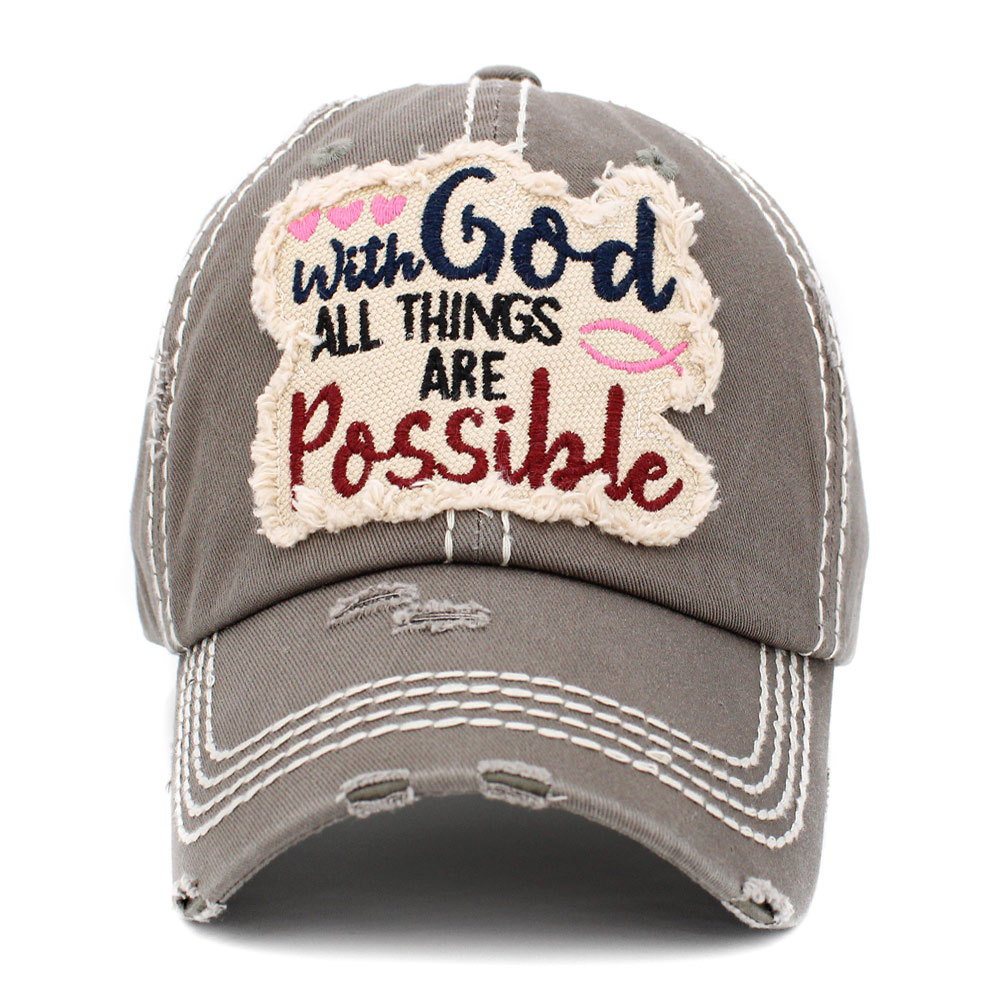"With God All Things Are Possible" Washed Vintage Ballcap