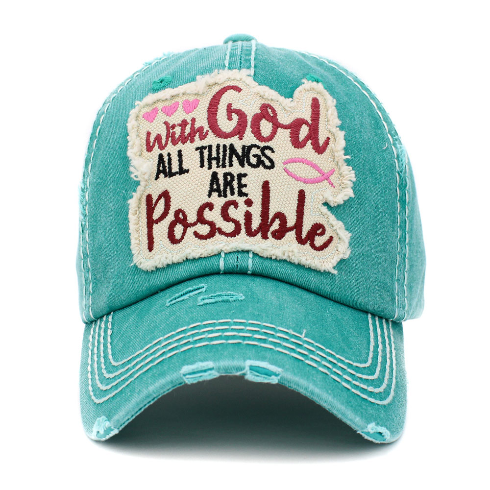 "With God All Things Are Possible" Washed Vintage Ballcap