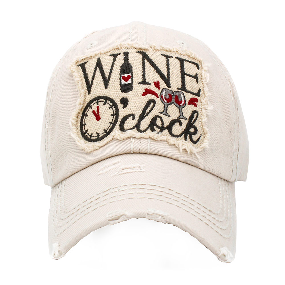 "Wine O'clock" Washed Vintage Ball Cap